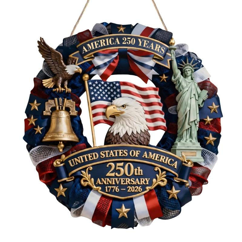 

Patriotics Door Decoration Sign 4th of July Wreath for Front Door Hanger Memorial Day Wooden Hanging Sign Wood Plaque 0.3