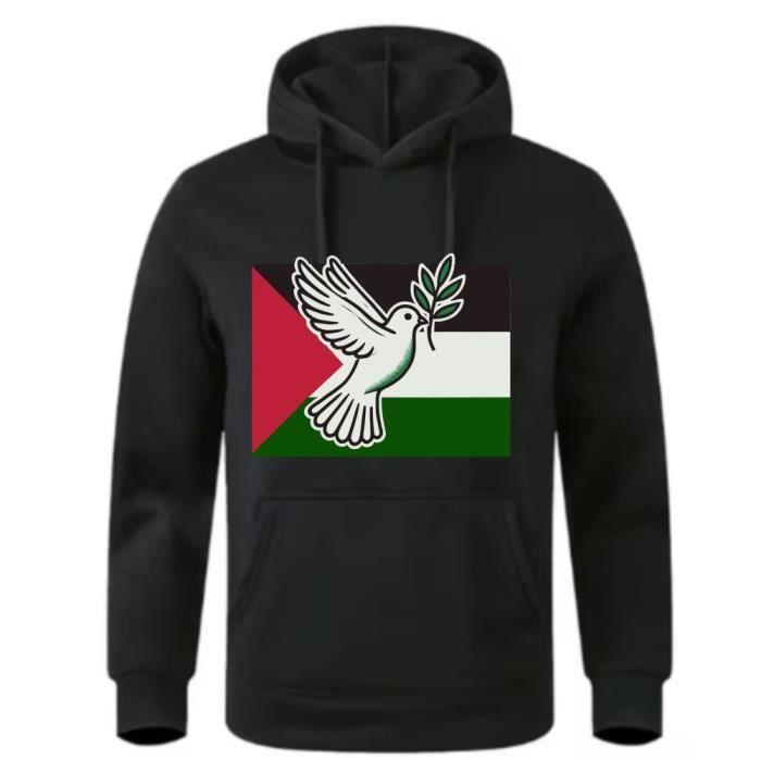 Sweat à capuche - NPZ - Palestine - Noir - Manches longues - Col capuche