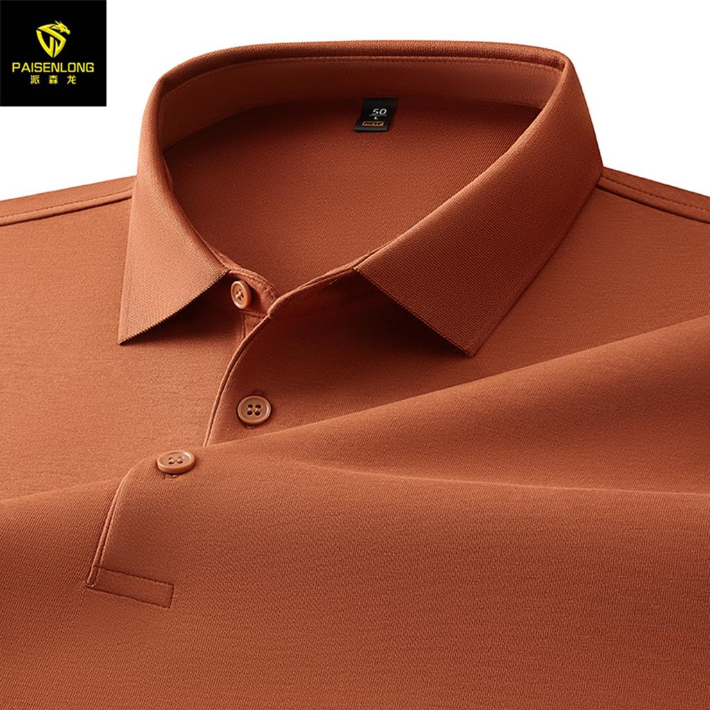 Autumn And Winter Heavy 260G Mamba Cotton Lapel Men'S Long-Sleeved Polo Shirt Light Business Versatile Solid Color Men'S Polo Shirt