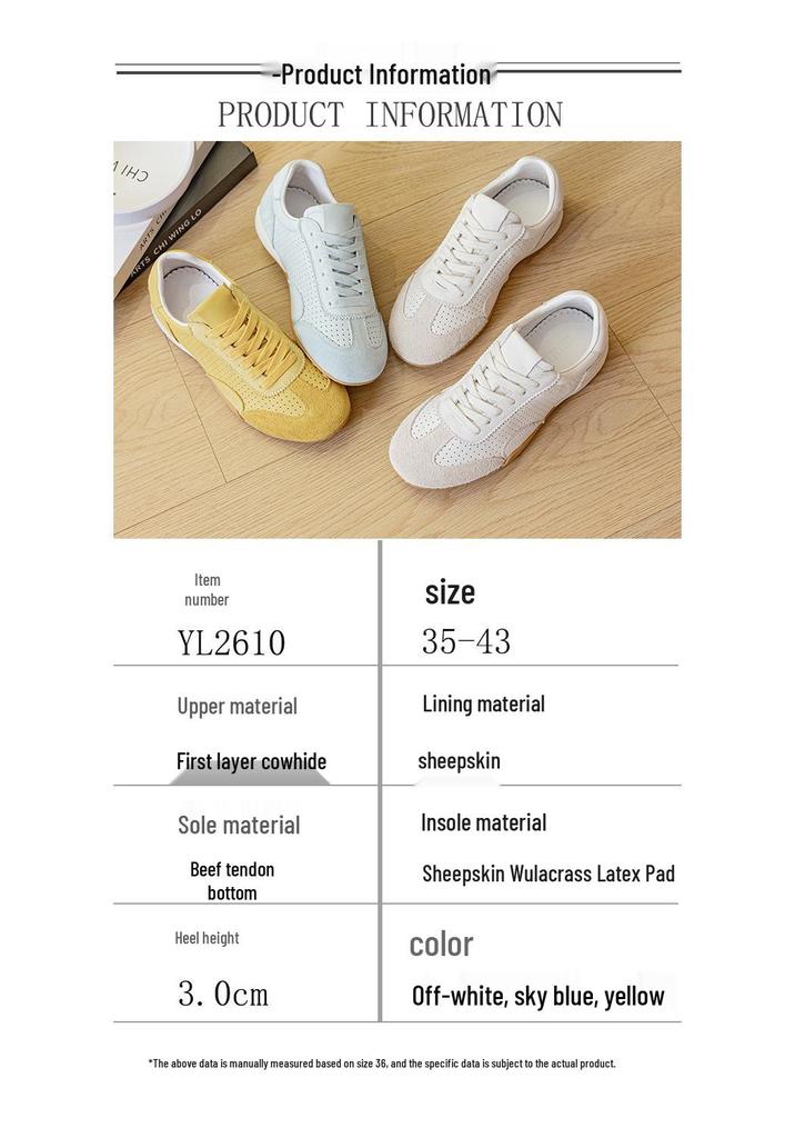 Women's Summer Cowhide German Training Shoes - Breathable, Comfortable, Lace-up, Soft Sole, Versatile Casual Sports Sneakers