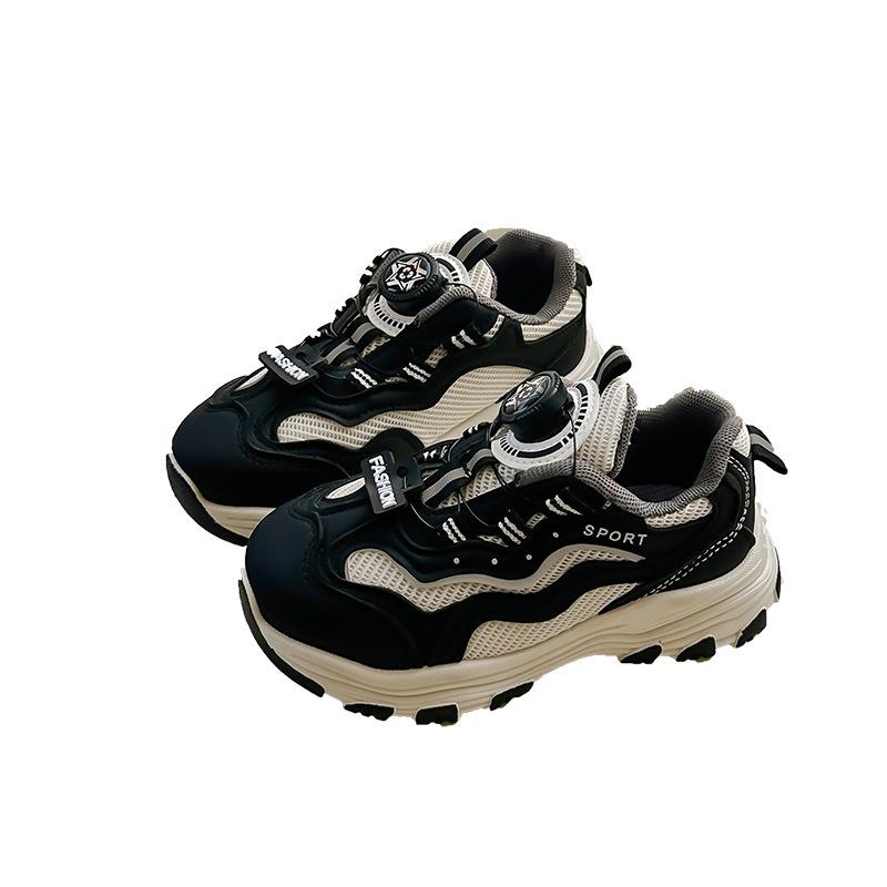 Girls' sneakers rotating button boys' dad shoes 2025 new spring and autumn children's casual shoes breathable running shoes