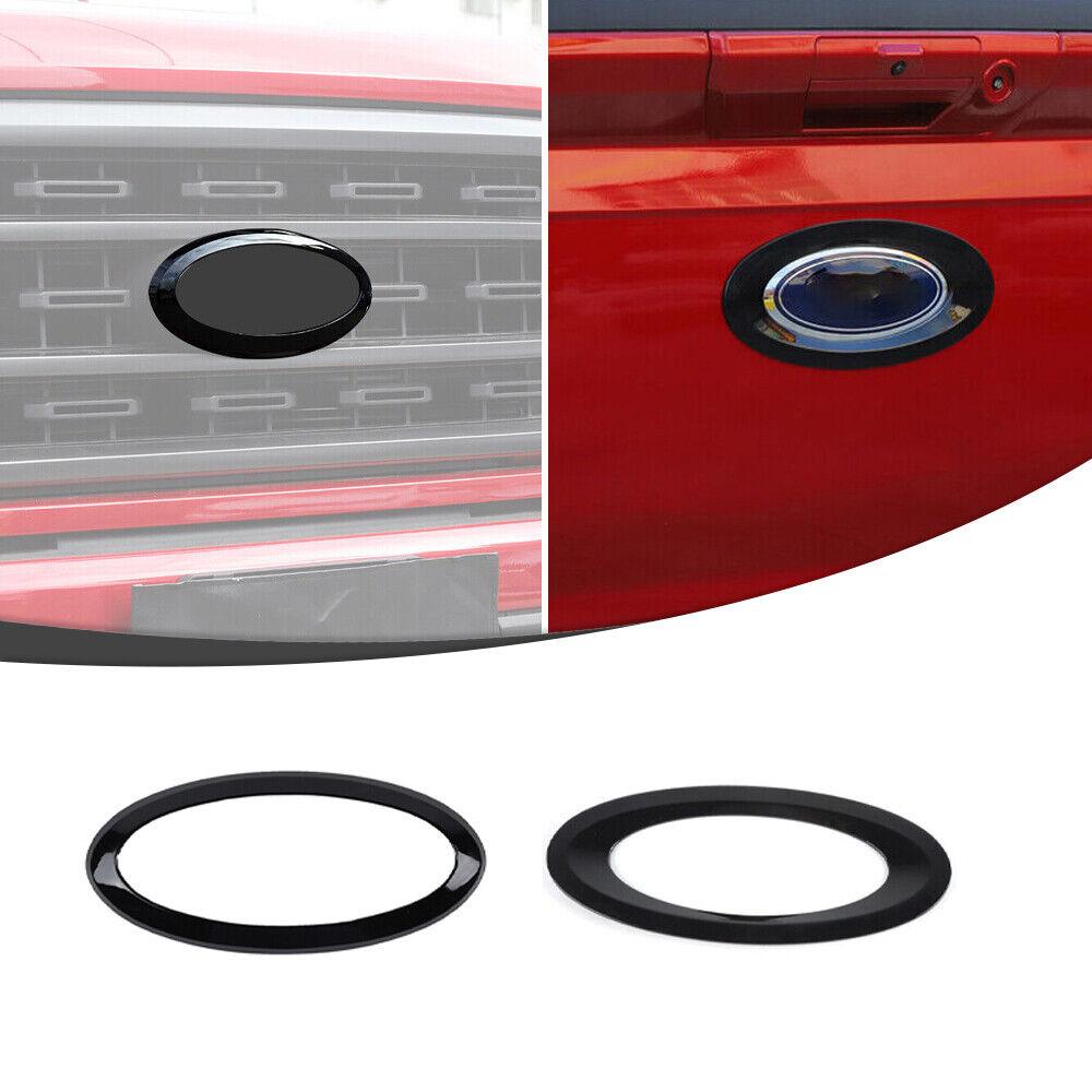 Front/Rear Logo Emblem Badge Cover Trim Ring For Ford F150 21+ Black Accessories