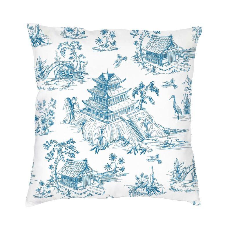 Red And White Toile De Jouy Cushion Covers Sofa Home Decor Square Throw Pillow Cover 45x45cm