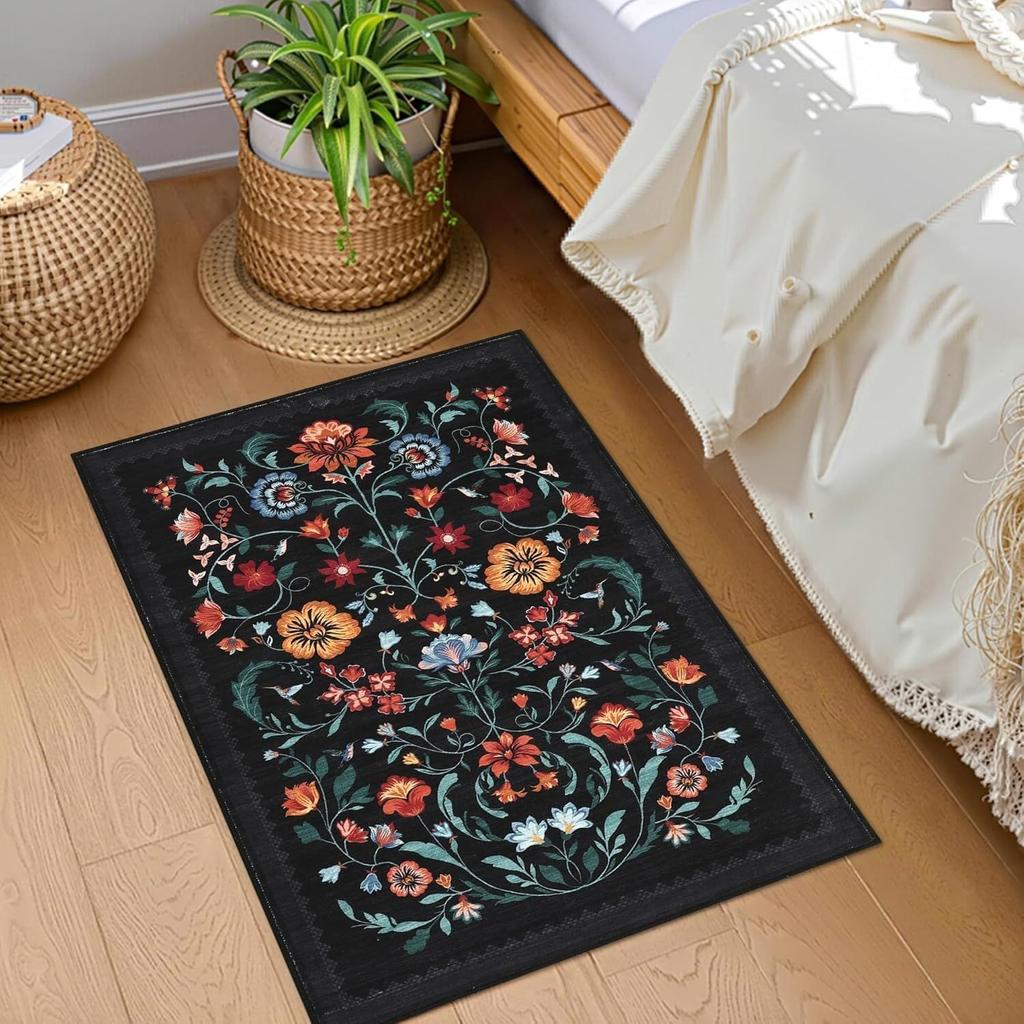 Floral Print Entrance Mat Carpet Living Room Dining Room Laundry Floor Mat Bath Balcony Hallway Non-slip Door Mat