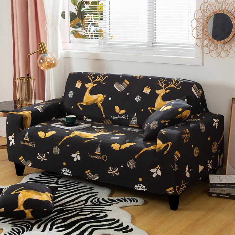 Christmas Sofa Protective Covers Living Room Elastic Living Sofa Slipcover Stretch All-inclusive Dining Chair Slipcover Couch Cover 1/2/3/4 Seater