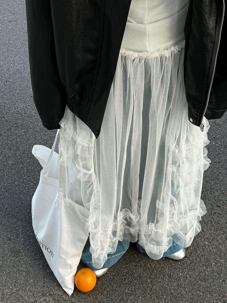 LUXI Korean Sweet Mesh See-Through Camisole Dress with Layered Blouse & Lace Long Skirt