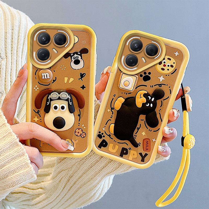 KEYSION Shockproof Case for TECNO Pova 7 Ultra 5G with Lanyard Soft Silicone Cute 3D Cartoon Doll Phone Back Cover for Pova 7 Ultra