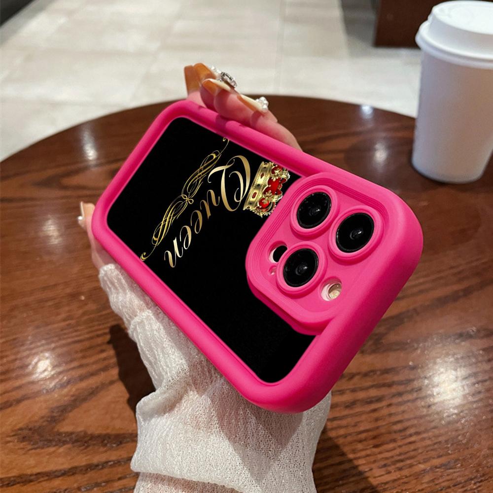 

N84 King Queen парные мягкие чехлы для телефонов с ангельскими глазками для iPhone 15 14 12 11 Pro Max 13 mini 7 8 6S Plus XS Max XR SE противоударный чехол-бампер for iPhone 5/5s