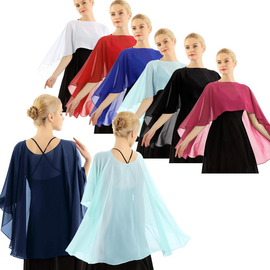 Women's Solid Color Chiffon Shrug Shawl Asymmetrical High Low Wedding Capes Pullover Cape Bolero Bridal Accessories