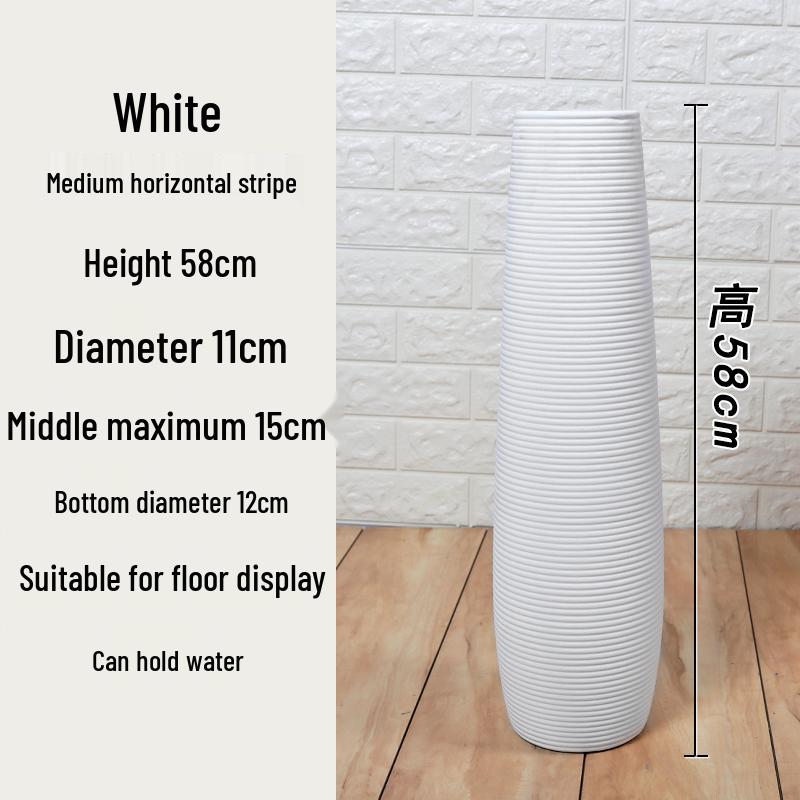 Large Modern Nordic Ceramic Floor Vase: Black & White Minimalist Design for Dried Flowers and French Arrangements In Living Room