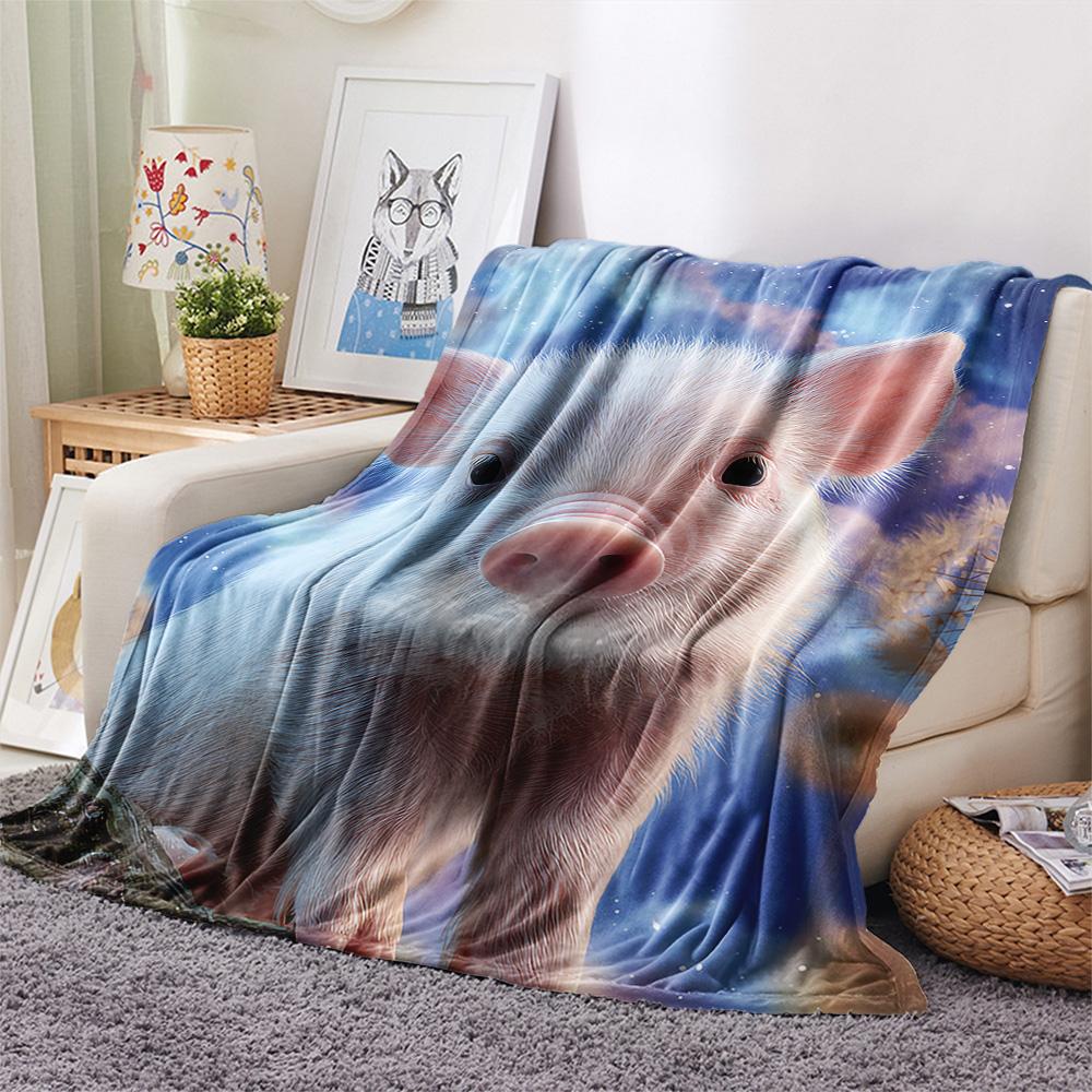 Pig Print Flannel Blanket, High quality Comfortable for All Seasons, Home Decor, Warmth and Comfort, Perfect for Christmas Gifts