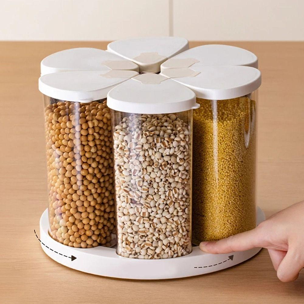6 Pieces Food-Grade Rotating Grain Dispenser Moisture-Proof Rotating Rice Container  Home Use