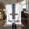 1PC Custom Name Martini Racing Patterned Flannel Blanket Suitable For All Seasons for Home Decor Warmth and Comfort Gifts Holiday Present -HE79