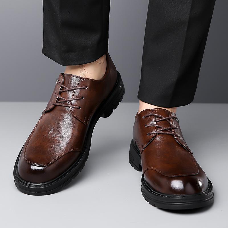 Fashion Men's Platform Shoes Fashion Casual New Designer Leather Solid Color Dress Shoes for Men Spring Autumn Luxury Shoe Male