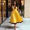 Elegant Color Block High-Waisted Women's Banquet Dress