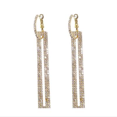 Fashion Long Drop Earrings Luxury Gold Silver Color Rhinestone Earring for Women Party Jewelry Gift KTJ