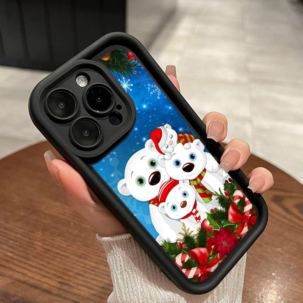 Sky Eye Ladder Soft Case for Samsung A06 A15 A25 A35 A55 A14 A24 A34 S23 S24 FE All Samsung Models Phone Cases Cover NY42 Merry Christmas Bear Deer