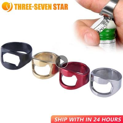 1Pcs Unique Beer Bottles Opener Portable Finger Ring Design Jars Lid Remover Stainless Steel Kitchen Tool Bar Supplies Gadgets