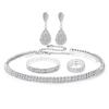 Luxury Necklace Bracelet Earring Ring Sets Shiny Rhinestone Choker Necklace  Bridal Party