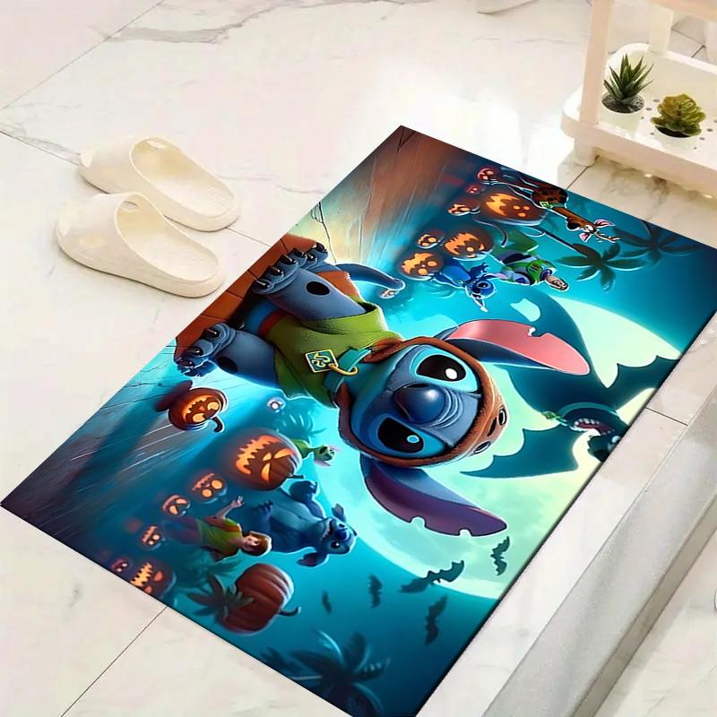 1Pc Stitch'S Halloween Adventure Rug, Office Carpet Indoor Outdoor Doormat, Non-Slip, Comfortable, Living, Christmas Halloween, Xmas Gift S1475