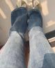 Women's Retro Blue High-Waist Wide-Leg Flared Jeans Plus Size