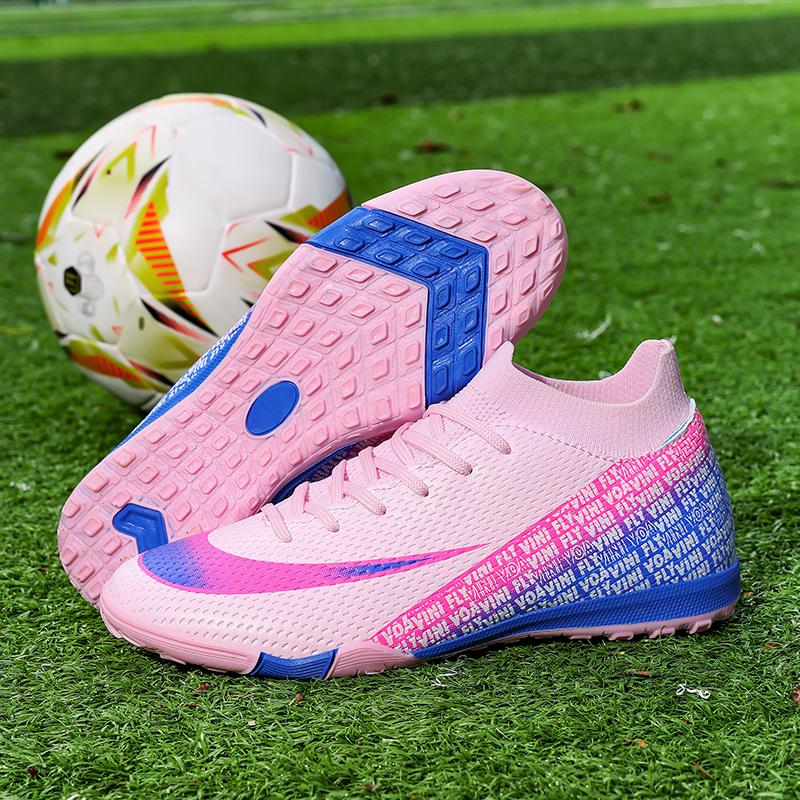 Youth Football Shoes  New Anti Slip Lace Up Grass Wear Resistant Training Ankle Boots Man Comfort Professional Soccer Shoes
