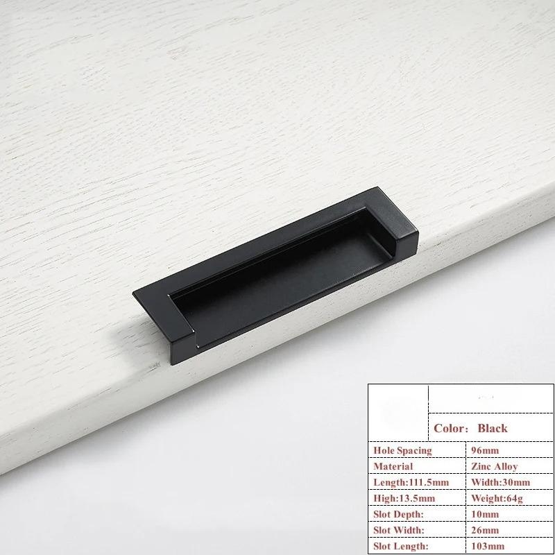 

Zinc Alloy Slotting Sliding Concealed Door Handle Modern Embed Knob Kitchen Cabinet Handle Cupboard Door Drawer Hidden Handle