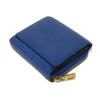 Used 12695 Linen Zip Compact Wallet 7942 Textured Calfskin Zip Around Anagram Embossing Blue Unisex from Japan AUTHENTIC