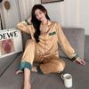 Fashionable Ice Silk Heart Print Pajama Set - Women's Long Sleeve Cardigan for Spring/Summer.