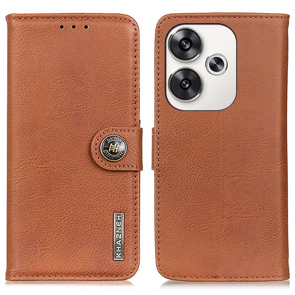 

For Xiaomi Poco F6 5G/Redmi Turbo 3 5G Case Wallet Cowhide Texture Leather Phone Cover Brown
