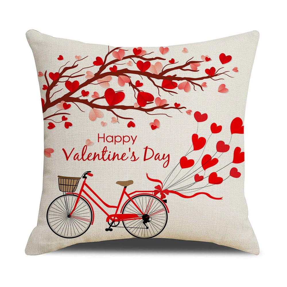 Valentine's Day Pillow Nordic Red Car Rose Love Print Cushion Linen Cushion Home Products