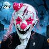 Comfortable Halloween Face Cushion Horror Latex Masque for Adults, Scary Clown Cosplay Prop, Creepy Breathable Masquerade Prop Full Head Hood Costume,