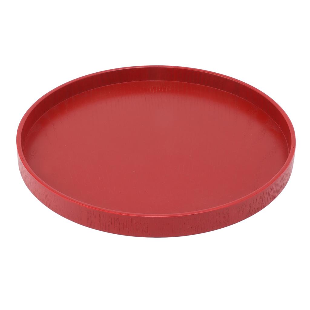 Tea Tray Wooden Wine Red Round Tea Plate Green Tea Baking Serving Plate for Home Tea House 27cm   10.63in