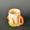 Korean Style Ins Cow Relief Cute Cartoon Animal Breakfast Cup with Handle Three-dimensional Ceramic Mark Water Cup Milk
