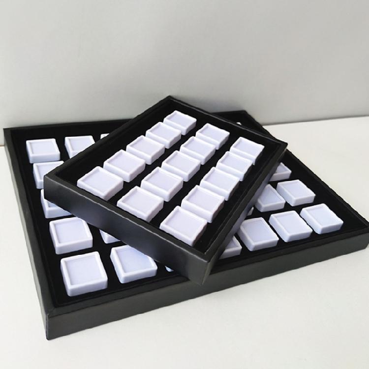 15Pcs Compact 3Cm Square Jewelry Storage Boxes With Clear Covers And PU Padding For Secure Gems Protections