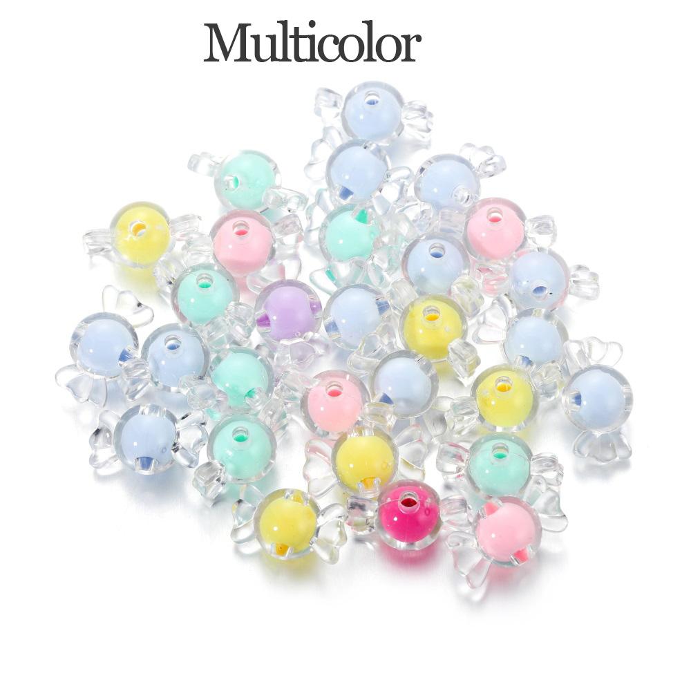 20Pcs Acrylic Spaced Beads Transparent Candy Heart Shape Beads Handmade For DIY Necklace Earrings Jewelry Making Accessories
