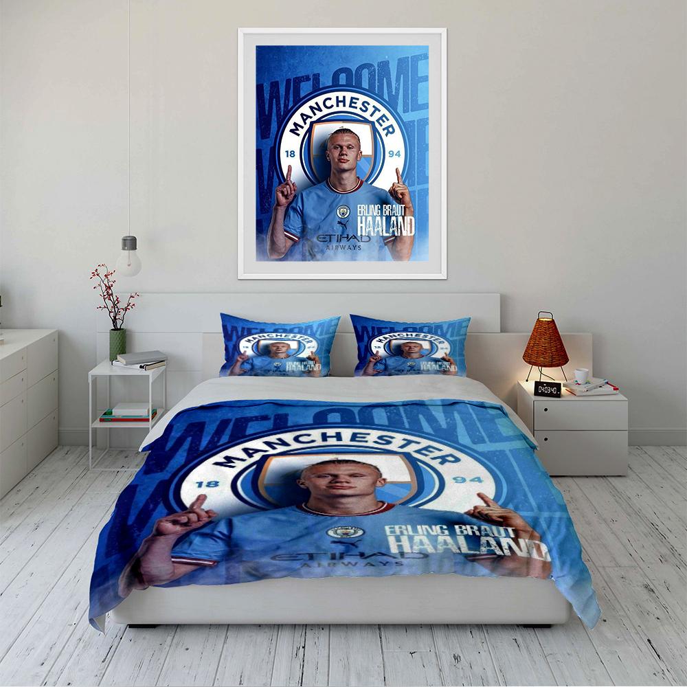 Set Biancheria da Letto Manchester City Copripiumino Federe Decorazione per la Casa (1 * Copripiumino 2 * Federe, senza piumino)