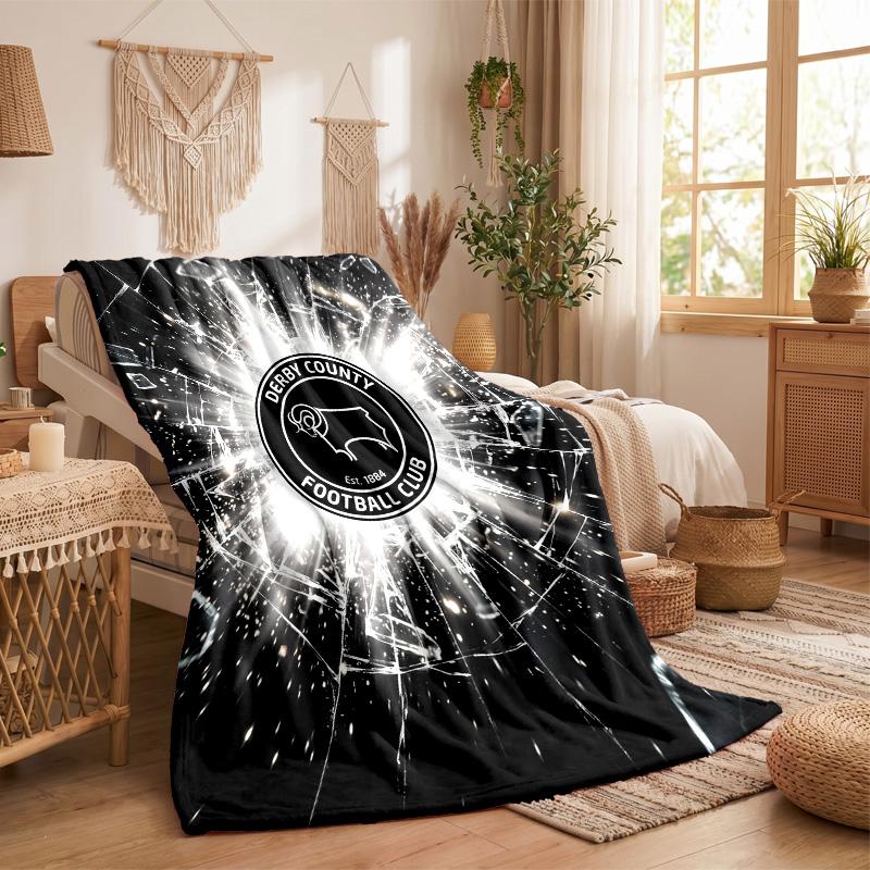 Derby County Football Print Flannel Blanket Soft Warm Sofa Bed Throw Blanket For Home Office Bedroom