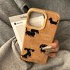 Black Skin Dachshund Dog Suitable for Apple 16promax Leather Cover Phone Case Brown IPhone 15 High-end Sense 13 Women 12