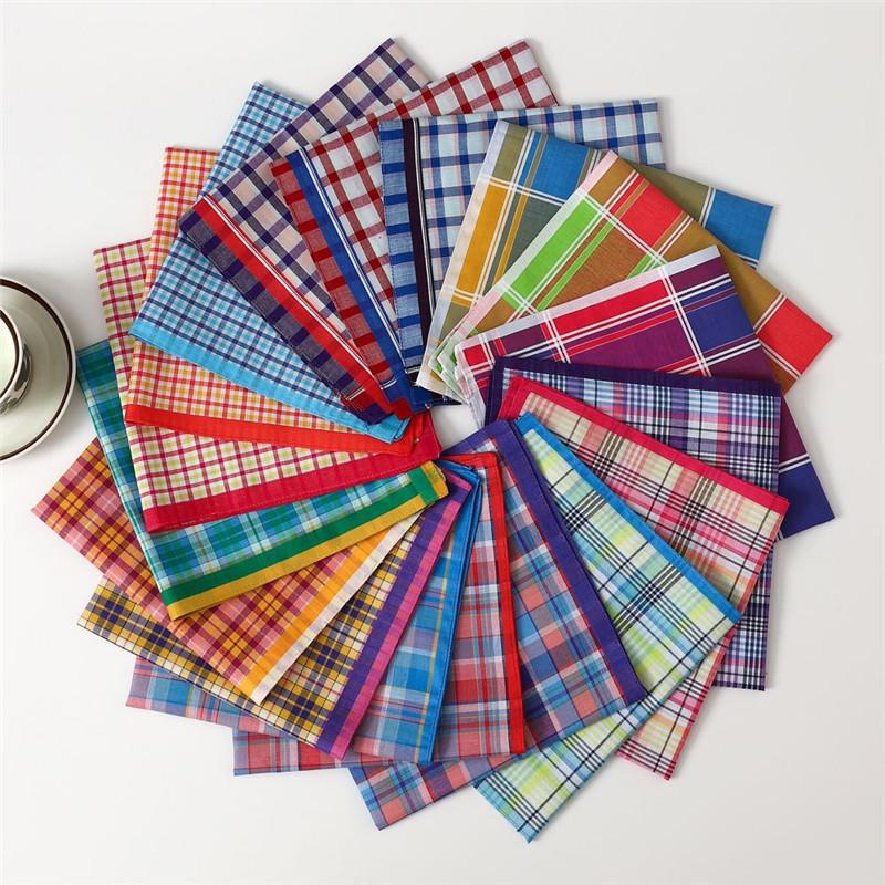 

3Pcs 43x43cm 100% Cotton Colorful Printed Women Handkerchief Classical Retro Plaid Water Absorbent Sweat Wiping Towels