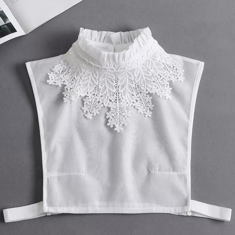New Fake Collar Shirt Women White Lapel Ruffles Stand False Collar Woman Girls Detachable Collar Lace Removable Half Shirt