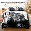 Bed linen 3Pcs Skeleton Knight Bedding Set 3D Print Dark Fantasy Medieval Duvet Cover Pillowcases for Men Room Decor Gift