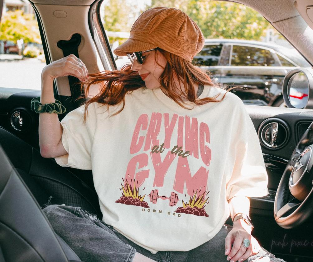 

Plus Size Summer Womens Vintage Crying At The Gym Graphic TShirt Cotton Breathable Stylish Versatile Street Style Oversized XL