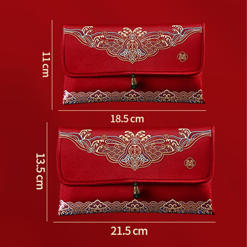 Chinese Traditional Brocade Fabric Red Envelope Money Pocket Spring Festival New Year's Blessing Bag Wedding Marriage Gift Bags