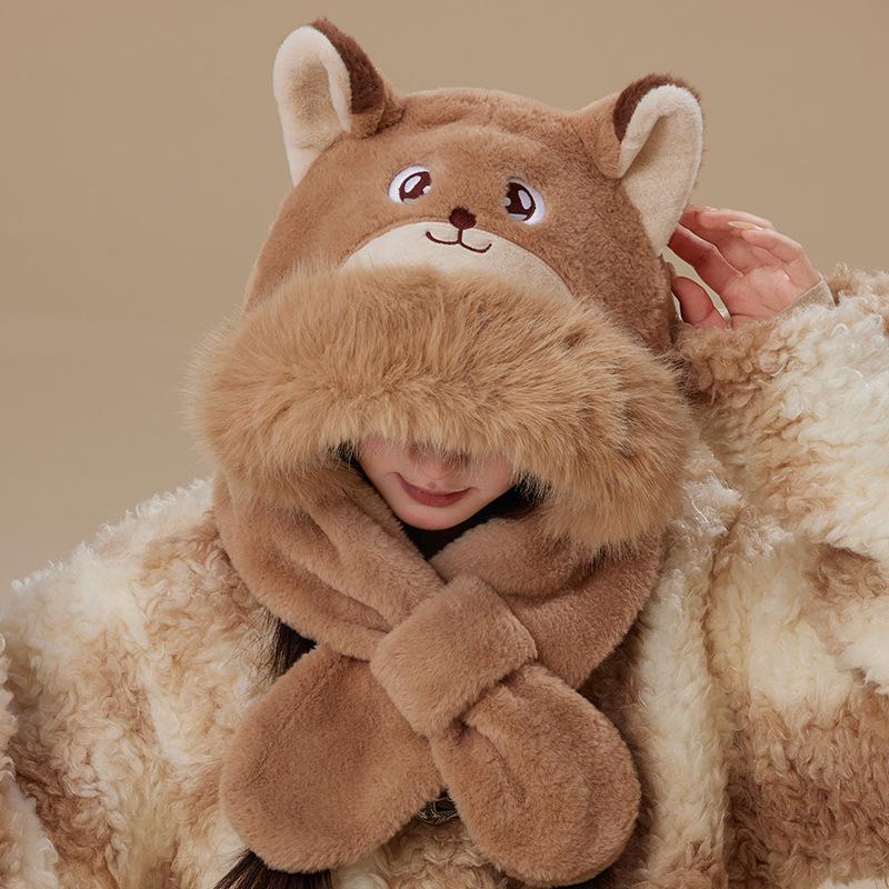 Zootopia Nick Fox Windproof Snood: Winter Cartoon Warm Hat & Ear Muffs Combo