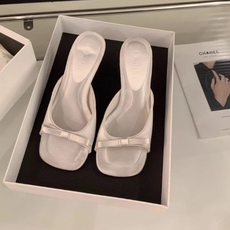 New Style Designer Style Party Dress Women Slippers Shoes Fashion Butterfly-knot Summer Open Toe High Heels Ladies Slides Shoes