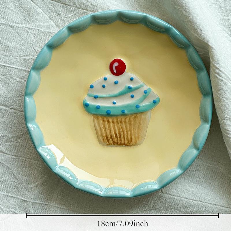 

Керамическая тарелка для димсамов, расписанная вручную, с милым сердечком для девочки, декоративная тарелка для торта, тарелка для десерта в домашней атмосфере