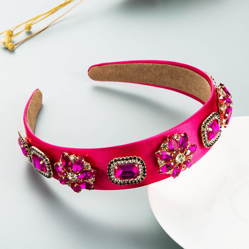 

Хэ Мин Барочный стиль Стразы Цветок Повязка на голову: Ретро, Блестящий, Широкополый Аксессуар для Волос для Женщин розы красного
