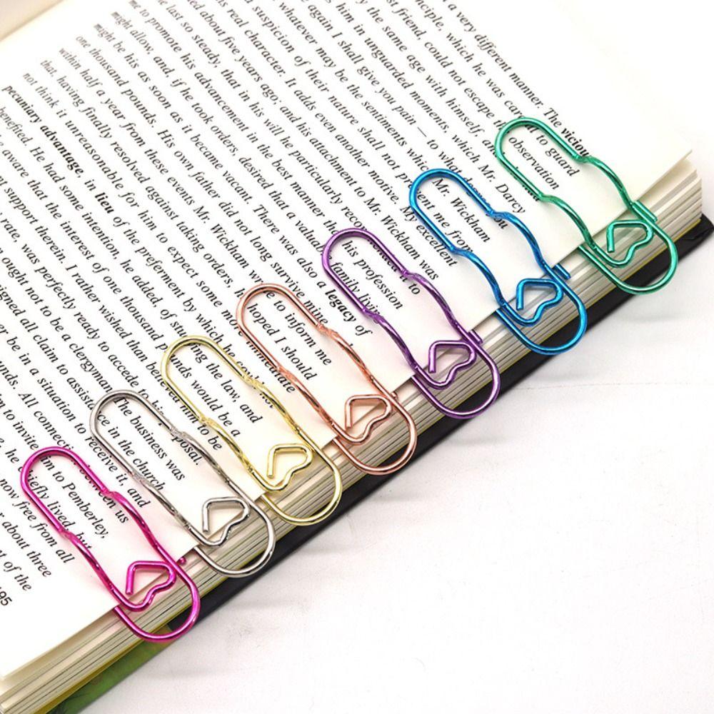 10pcs Paper Fix Clips Paper Clips Colorful Bookmarks Office Multi-functional Pen Holder  Metal