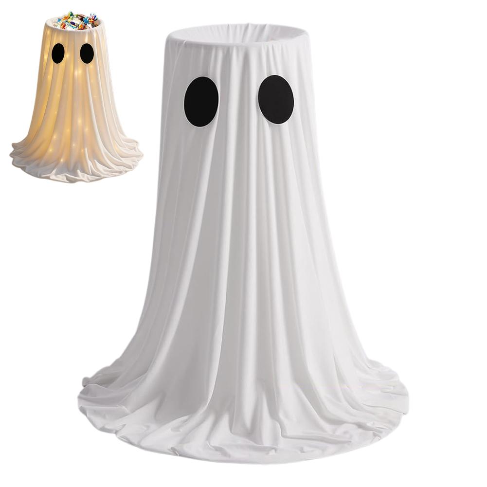 Halloween Glowing Ghost Candy Holder Bowl Ghost Treat Buckets Trick Or Treat Kids Gift Packaging Door Porch Ornaments Decor
